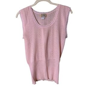 Vintage L.L.Bean Formaid Pink Superwash Wool Pointelle Sweater Shell Tank M/L
